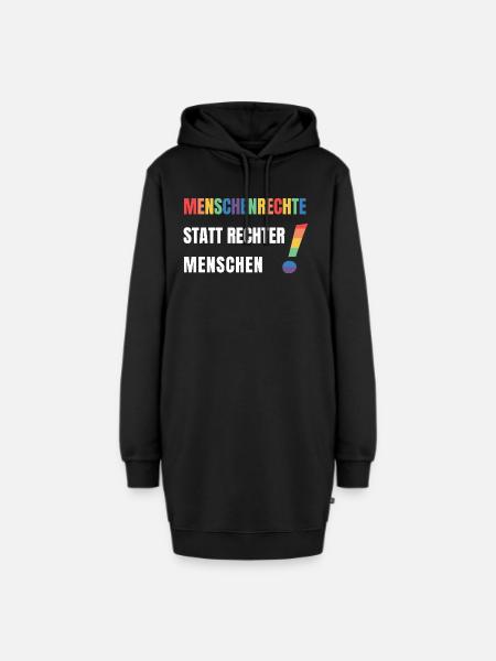 Menschenrechte statt rechte Menschen Demonstration - Hoodie-Kleid - Schwarz