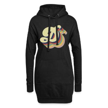 Retro-Brief - Hoodie-Kleid - Schwarz - Vorne