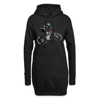 vtt descente - Sweat-shirt à capuche long Femme - noir - Devant