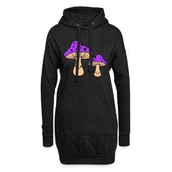 Champignons Bande Dessinée - Sweat-shirt à capuche long Femme - noir - Devant