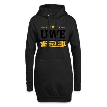 Uwe – Der Name steht für Top-Qualität! - Hoodie-Kleid - Schwarz - Vorne