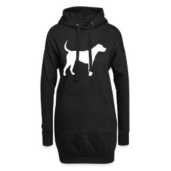 chien; blanc - Sweat-shirt à capuche long Femme - noir - Devant