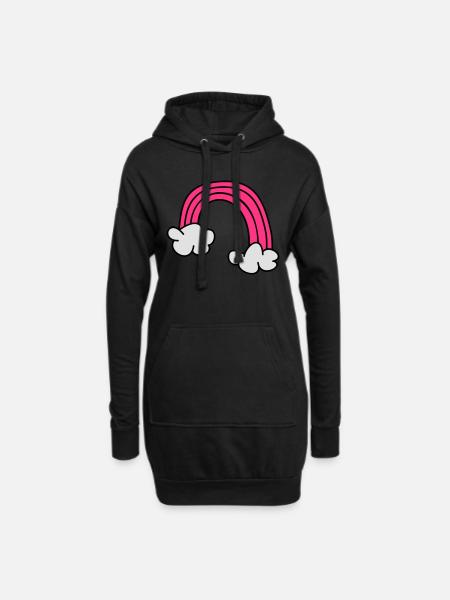 Kinderzeichnungen: Regenbogen - Hoodie-Kleid - Schwarz