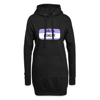 Bonjour j'ai faim, T-shirt drôle - Sweat-shirt à capuche long Femme - noir - Devant