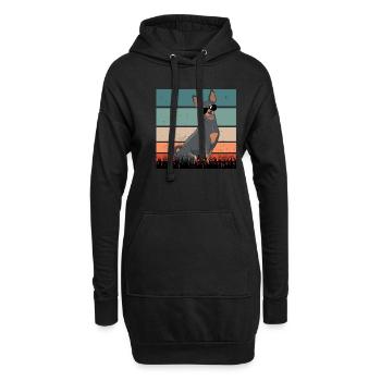 Emblématique Rehpinscher Vintage Motif Pinscher Gassi - Sweat-shirt à capuche long Femme - noir - Devant
