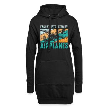 Facilement distrait par le pilote d’aviation Des avions - Sweat-shirt à capuche long Femme - noir - Devant