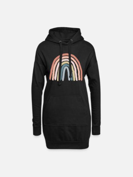 Regenbogen pastell - Hoodie-Kleid - Schwarz