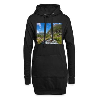 Geiranger panorama Storseterfossen Norwegen - Hoodie-Kleid - Schwarz - Vorne