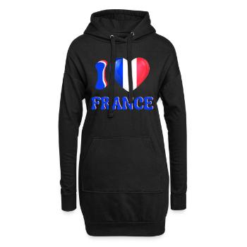 Ich liebe Frankreich Blau Weiß Rot Flagge Herz - Hoodie-Kleid - Schwarz - Vorne