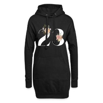 23e anniversaire fleuris (Cadeau de 23 ans) - Sweat-shirt à capuche long Femme - noir - Devant