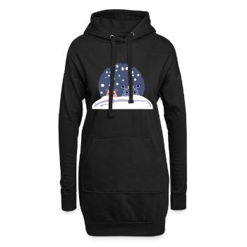 noël neige hippopotame enfants hippopotame - Sweat-shirt à capuche long Femme - noir - Devant