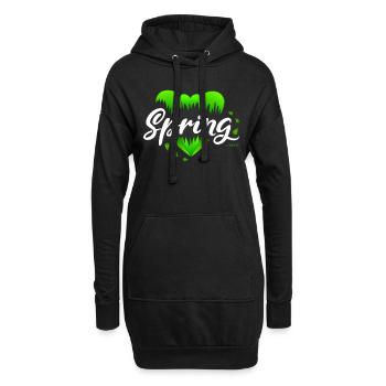 Frühling Frühlingszeit Herzen - Hoodie-Kleid - Schwarz - Vorne