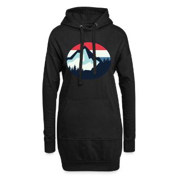 Berg Berge Wanderer Vintage - Hoodie-Kleid - Schwarz - Vorne