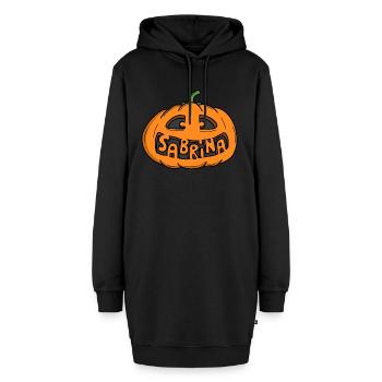 Sabrina Halloween Kürbis - Hoodie-Kleid - Schwarz - Vorne - AI Model Female 172 light (172cm)