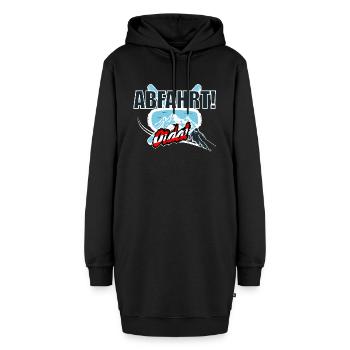 Abfahrt Oida! Skifahren Österreich Dialekt - Hoodie-Kleid - Schwarz - Vorne