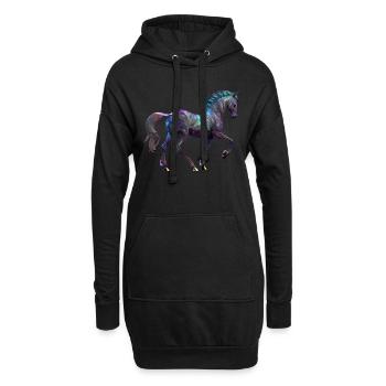 Équitation - Sweat-shirt à capuche long Femme - noir - Devant