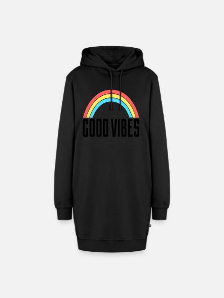 Good Vibes Regenbogen - Hoodie-Kleid - Schwarz