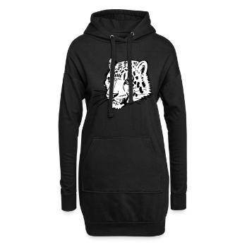 Schneeleopard im Comic Stiel - Hoodie-Kleid - Schwarz - Vorne