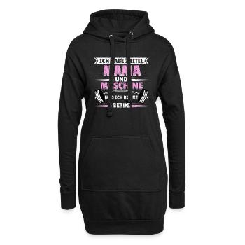 2 Titel Mama Maschine Gym Spruch Frauen Geschenk - Hoodie-Kleid - Schwarz - Vorne