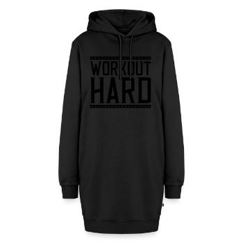 workout hard - Hoodie-Kleid - Schwarz - Vorne - AI Model Female 172 light (172cm)