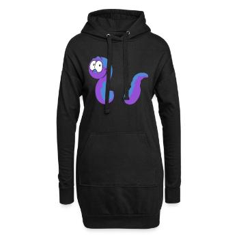 Wurm im Cartoon Stil in violett - Hoodie-Kleid - Schwarz - Vorne