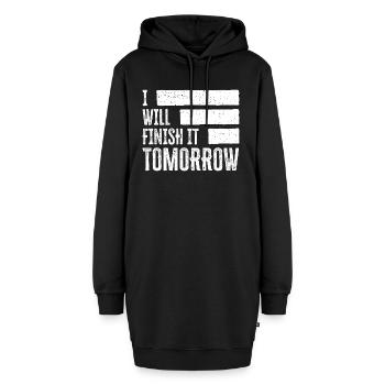Drôle de design « Je le terminerai demain » - Sweat-shirt à capuche long Femme - noir - Devant