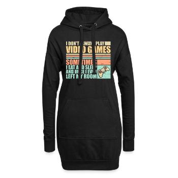 Je ne joue pas toujours aux jeux vidéo parfois je mange - Sweat-shirt à capuche long Femme - noir - Devant