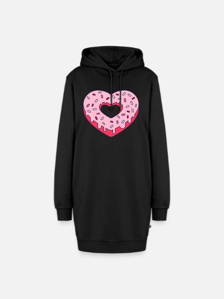 Herz Donut - Hoodie-Kleid - Schwarz