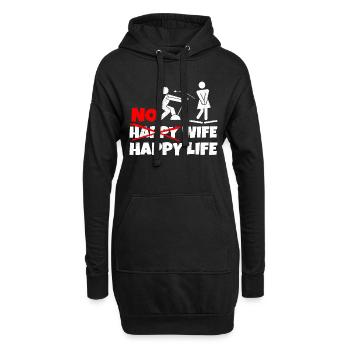 Pas d’épouse heureuse Happy Life Wives mariée marié - Sweat-shirt à capuche long Femme - noir - Devant