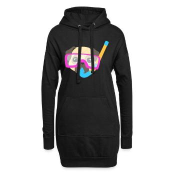 Pug Plongeur - Sweat-shirt à capuche long Femme - noir - Devant