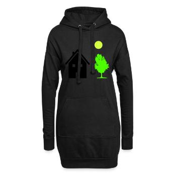 haus baum - Hoodie-Kleid - Schwarz - Vorne
