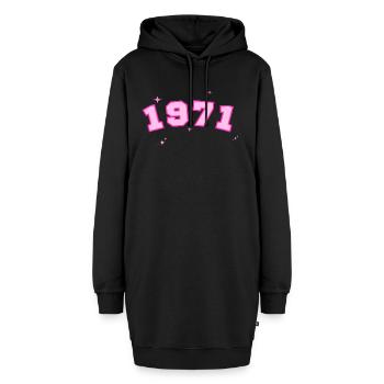 1971 rose étoile - Sweat-shirt à capuche long Femme - noir - Devant