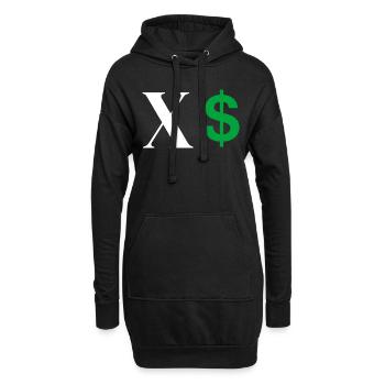 Lettre x dollar - Sweat-shirt à capuche long Femme - noir - Devant