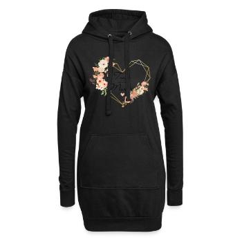 Brautteam Goldenes Herz Blumen - Hoodie-Kleid - Schwarz - Vorne