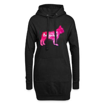 Liebende Bullymama - Französische Bulldogge - Hoodie-Kleid - Schwarz - Vorne