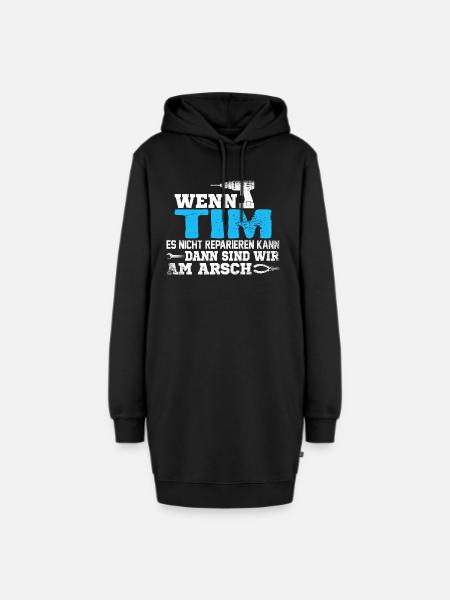 TIM - kann es reparieren - Hoodie-Kleid - Schwarz