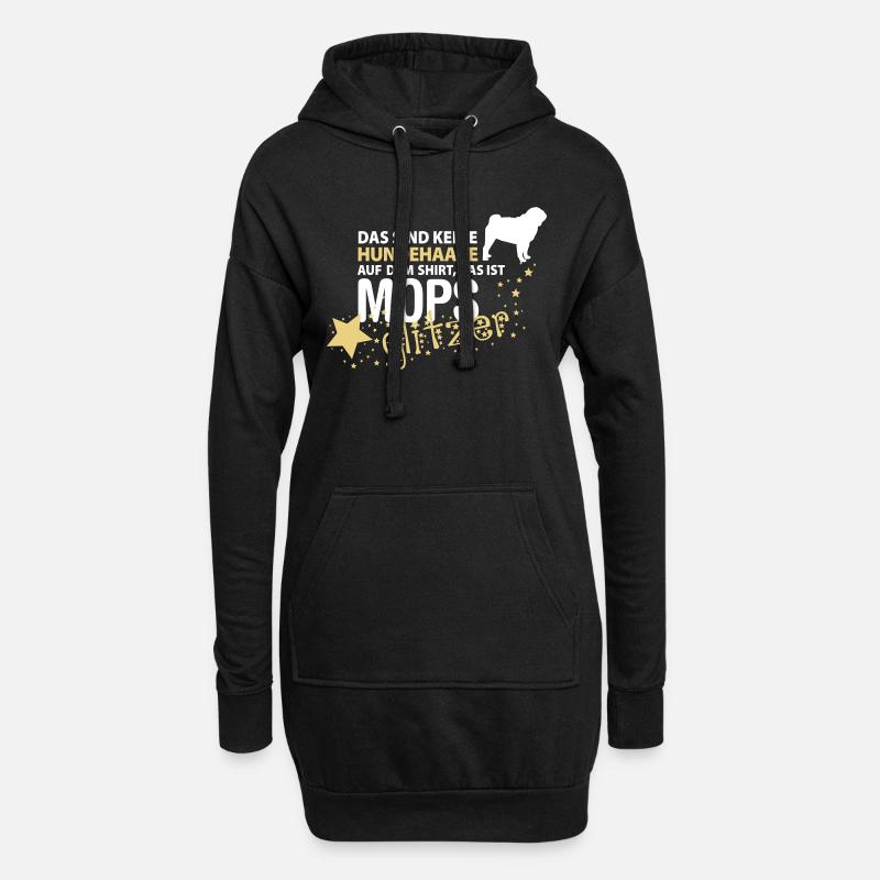 Mops Glitzer - Hoodie-Kleid - Schwarz