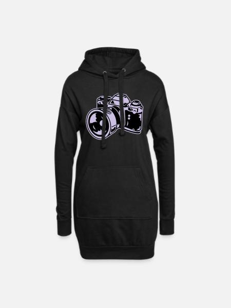 camera - Hoodie Dress - black