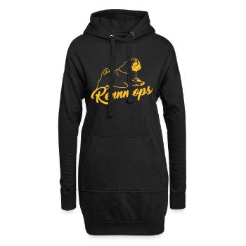 Rennmops - Mops - Sportmops - Hoodie-Kleid - Schwarz - Vorne