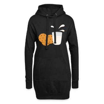 Biscuits avec lait Petit-déjeuner idée cadeau - Sweat-shirt à capuche long Femme - noir - Devant