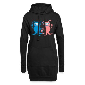 Cute Alien Love Couple - Hoodie-Kleid - Schwarz - Vorne