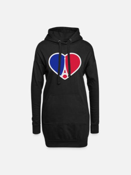hou van hart toren toren eiffel 3 kleuren Frankrij - Hoodiejurk - zwart