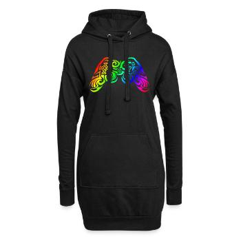 Controller Regenbogen Tribal Tattoo Gaming - Hoodie-Kleid - Schwarz - Vorne