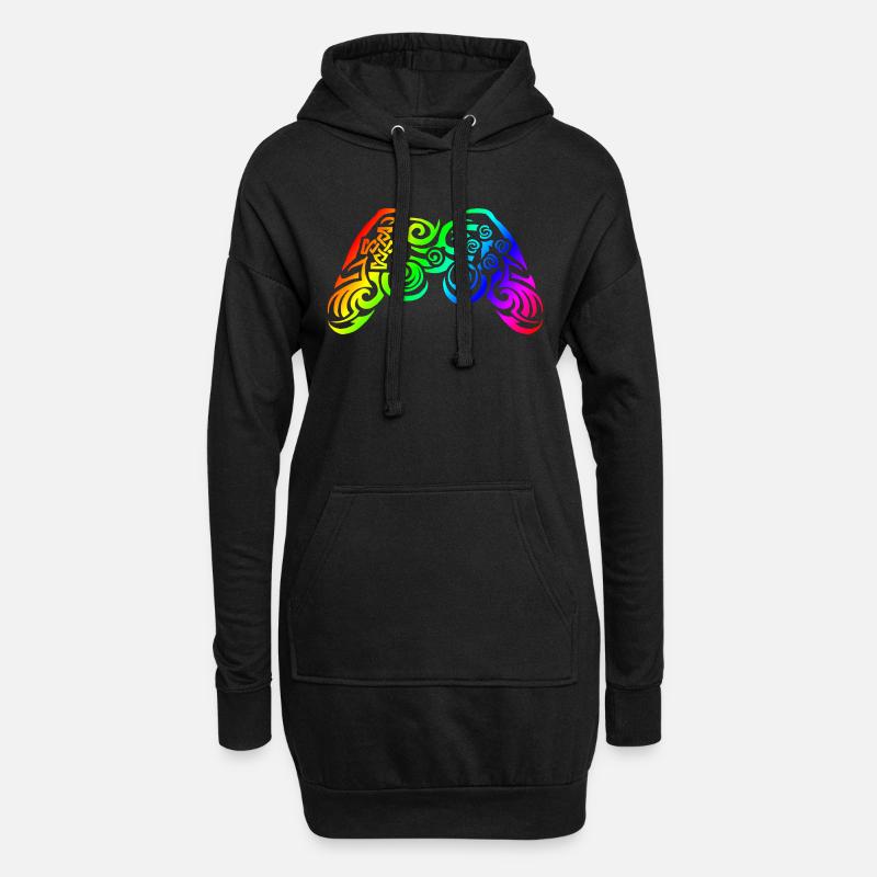 Controller Regenbogen Tribal Tattoo Gaming - Hoodie-Kleid - Schwarz