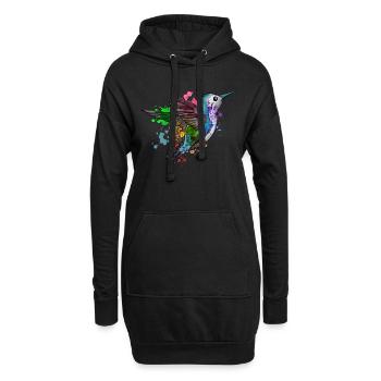 Colibri Peinture - Sweat-shirt à capuche long Femme - noir - Devant