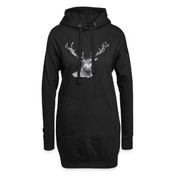 cerf - Sweat-shirt à capuche long Femme - noir - Devant