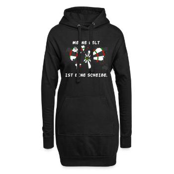 Scheibe Geschenk Spruch Darts Wurfspieß - Hoodie-Kleid - Schwarz - Vorne