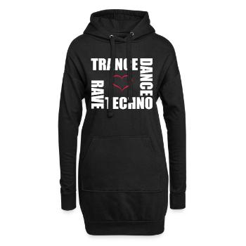 techno dance trance rave - Sweat-shirt à capuche long Femme - noir - Devant