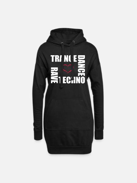 Techno Dance Trance Rave - Hoodie-Kleid - Schwarz