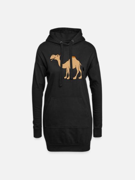 Kamel - Hoodie-Kleid - Schwarz